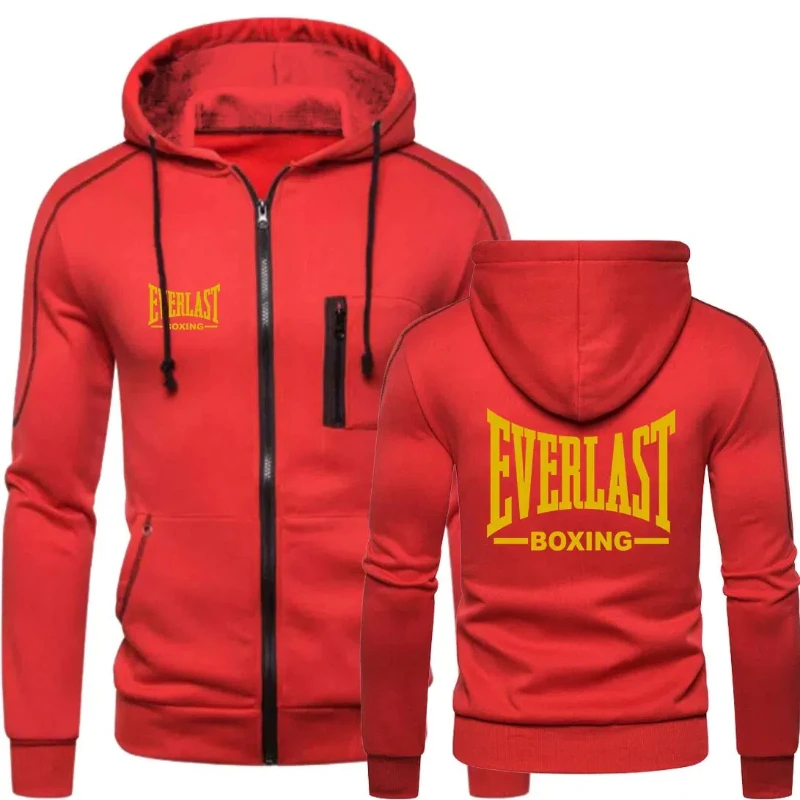 2024 New Fashion Zipper Hoodie EVERLAST Men\'s Sportswear Solid Blazer Casual Warm Set Winter