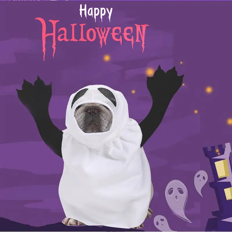 Halloween Ghost Costume For Dogs Unique White Ghost Costume Fancy Dress For Dogs Cats Pet Outfits For Halloween Cosplay