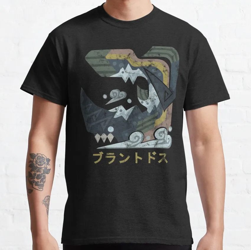 

Retro Monster hunter world Iceborne Beotodus Kanji gift t shirt Cartoon Video game MHW Graphic Tee Y2K Clothes All size tops