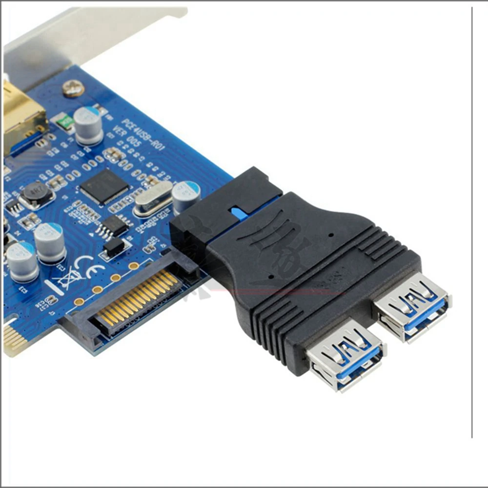 Nova placa-mãe 2 portas usb 3.0 a fêmea para 20 pinos cabeçalho adaptador fêmea conector