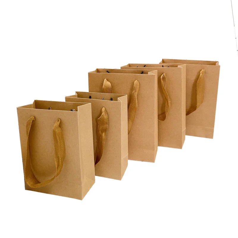 10pcs kraft paper bag vertical packaging gift party storage shopping bag for food clothes business 16x12x5.7cm 20x15x6cm