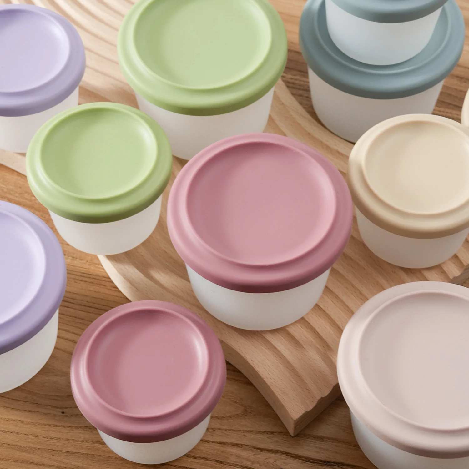 

Детская посуда Color Kids, 2 шт., круглые силиконовые контейнеры для хранения еды с крышками, портативные ланч-боксы для детей