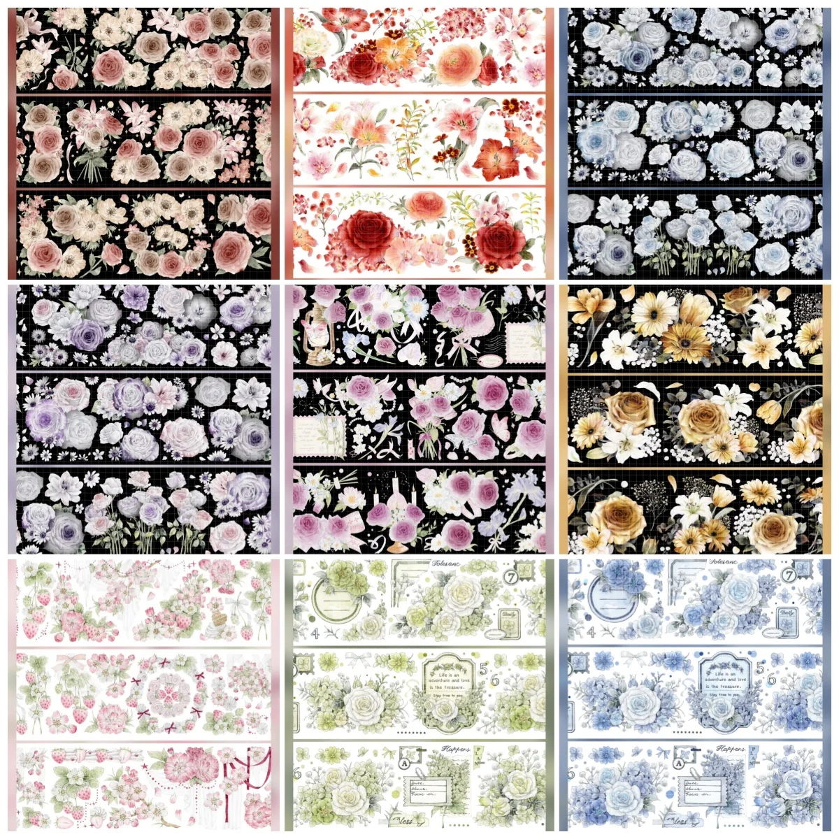 3.30 Update Many Floral Shiny PET Washi Tape Collection 5M Nai Fu Series