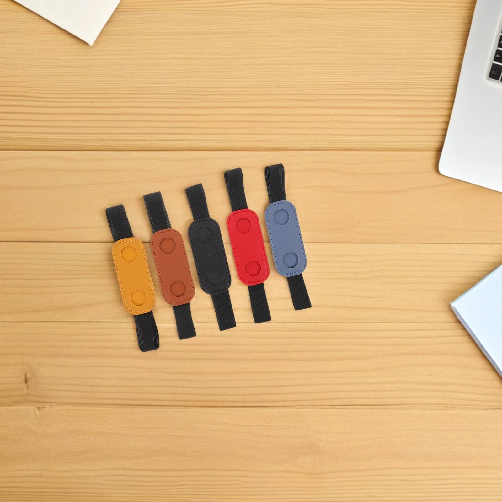 

5pcs Pen Sleeve Pouch: Pu Elastic Band For Notebook Journal Planner Stretchable Pen Holder Organizer Strap Students