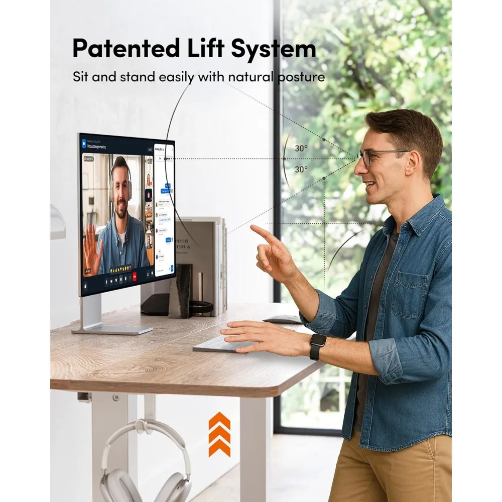 مكتب قائم، ارتفاع كهربائي 48 × 24 بوصة قابل للتعديل، الجلوس والوقوف، مكتب كمبيوتر مع لوحة لصق، أبيض
