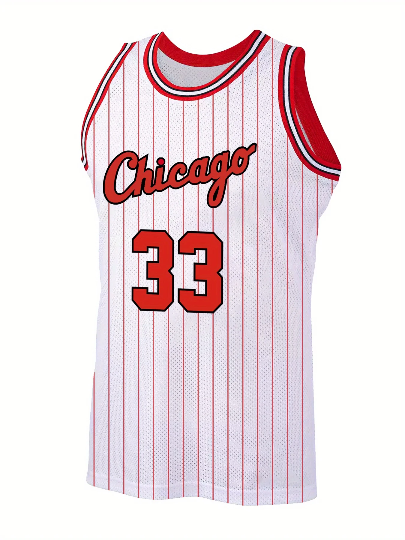 Men's #33 Chicago Basketball Jersey - White Printed Sleeveless Shirt Breathable and Elastic Perfect for Training and Games
