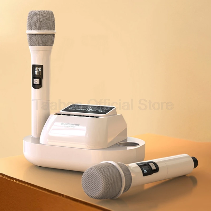 60-15000Hz UHF Wireless Microphone SNR105dB 2 Handheld MIC with Chargable Dock DSP Noise Reduction For Karaoke Home Theater KTV