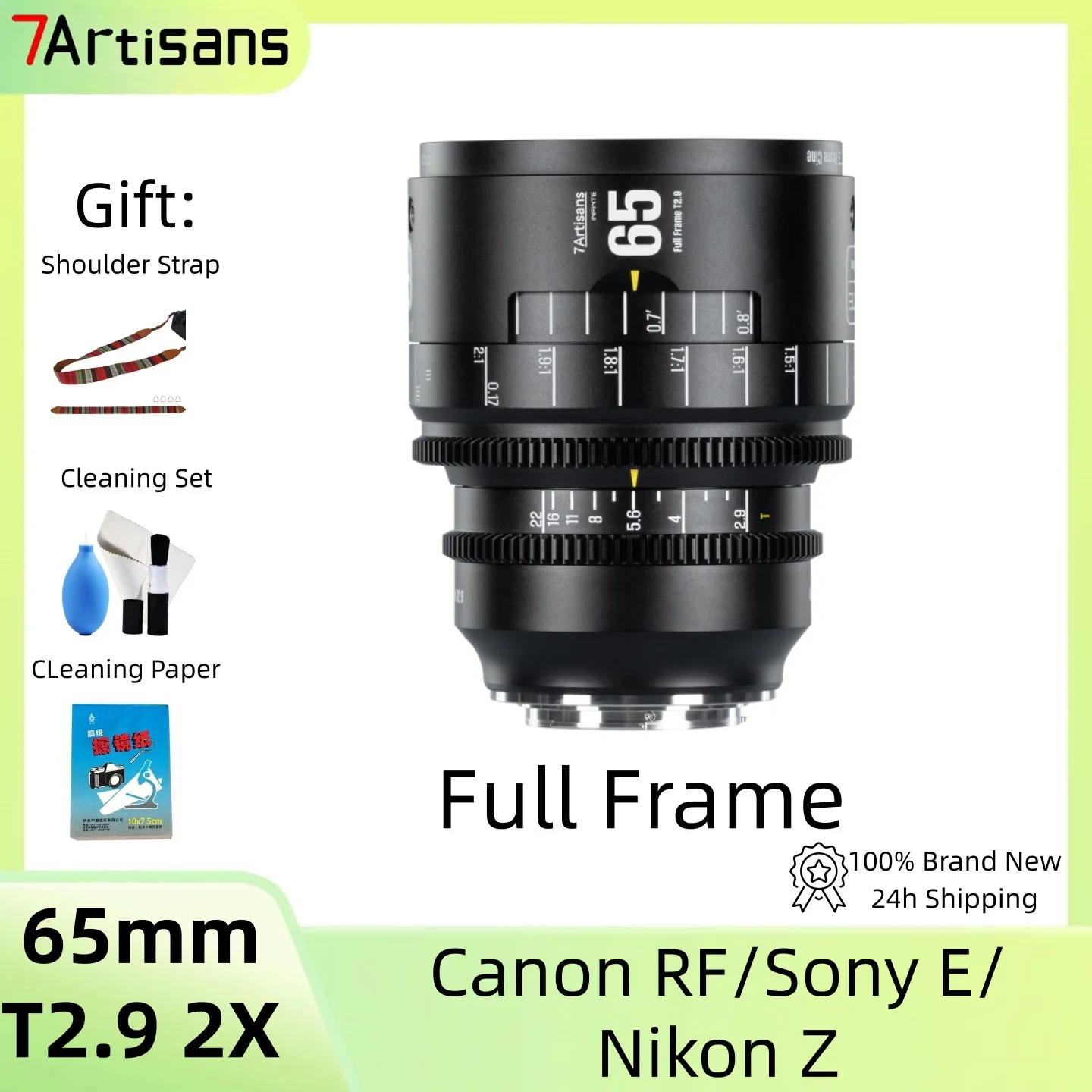

7artisans INFINTE 65mm T2.9 2X Макро полнокадровый объектив с большой апертурой и ручной фокусировкой для камер Sony E, Nikon Z, Canon RF