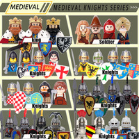 Medieval Military Knights Series Building Blocks Castle Crow Lion Black Eagle King Soldier Figures Blacksmith Weapon Bricks Toys