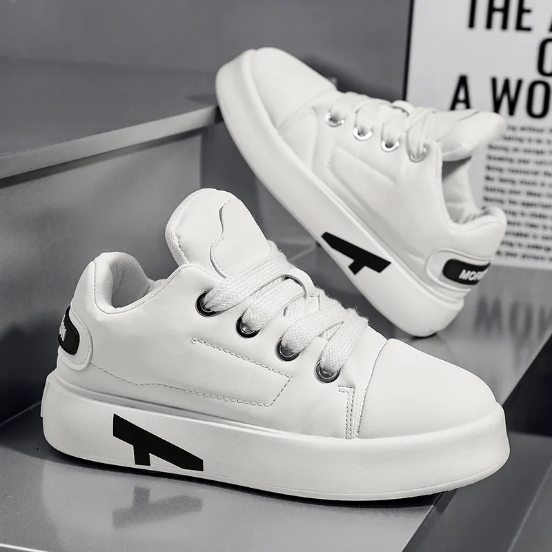 

Мужские весенние туфли, универсальные повседневные белые туфли на толстой подошве, нескользящая износостойкая мужская обувь