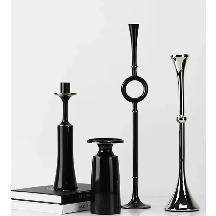 Wedding Candle Holder Unique Tealight Retro Decor Table Candle Holder Stick Romantic Vertical Nordic Black Bougeoir Home Decor