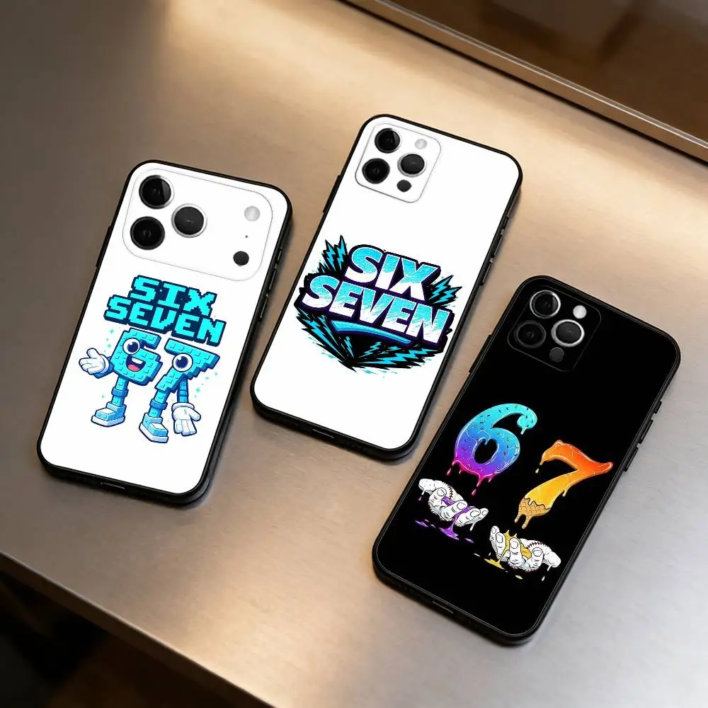 Six Seven M-Meme Aesthetics  Soft Silicone Black Cover,Phone Case For iPhone 17,16,15,14,13,12,11 Plus,Pro Max,XS