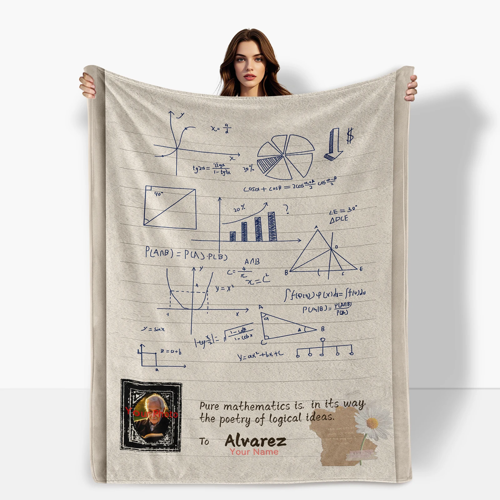 Merge The Elegance Of Math Formulas With Your Friend S Photo And Personalized Message In One Blanket