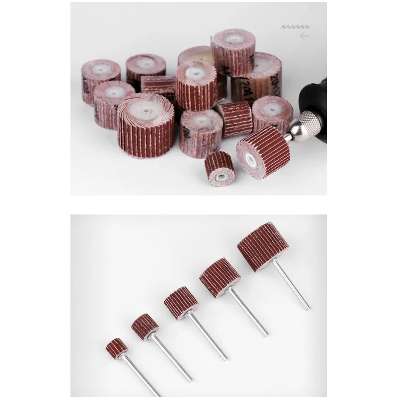 1 Set Sanding Flap Sandpaper Gauze Wheel 80~600 Grit Metal Polishing Rust Removal Chiba Wheel Electric Grinding Head 3mm Shank