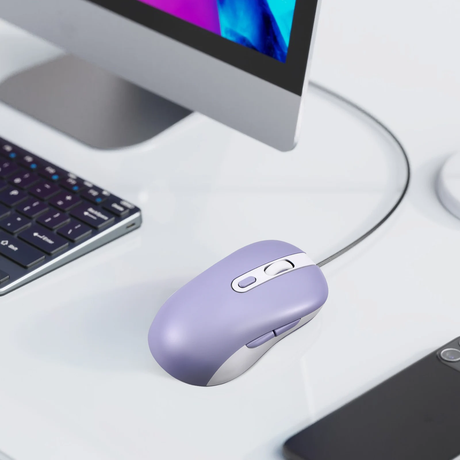 

Rechargeable Mouse Wireless Optical Mice for Laptop Purple Plastic Lightweight Portable Computer Accessories Gaming