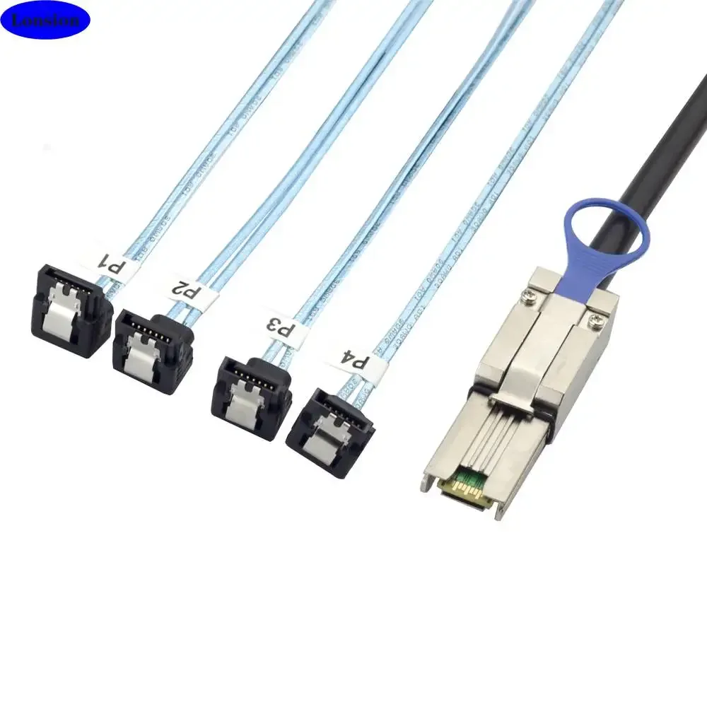 

MINI SAS HD SFF-8088 26P to 4 Ports SATA 7P 90 Degree Server Hard Disk Cable