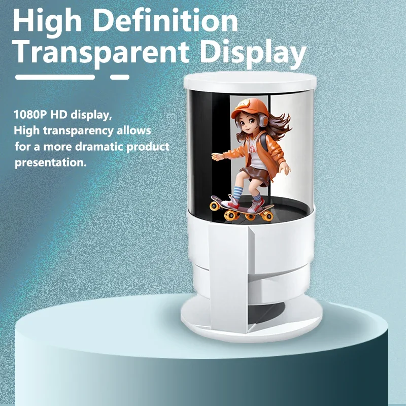 360° 5D Holographic Projection Fan with Cylindrical LED Display, WiFi & Bluetooth APP Control - Advertising Display Machine