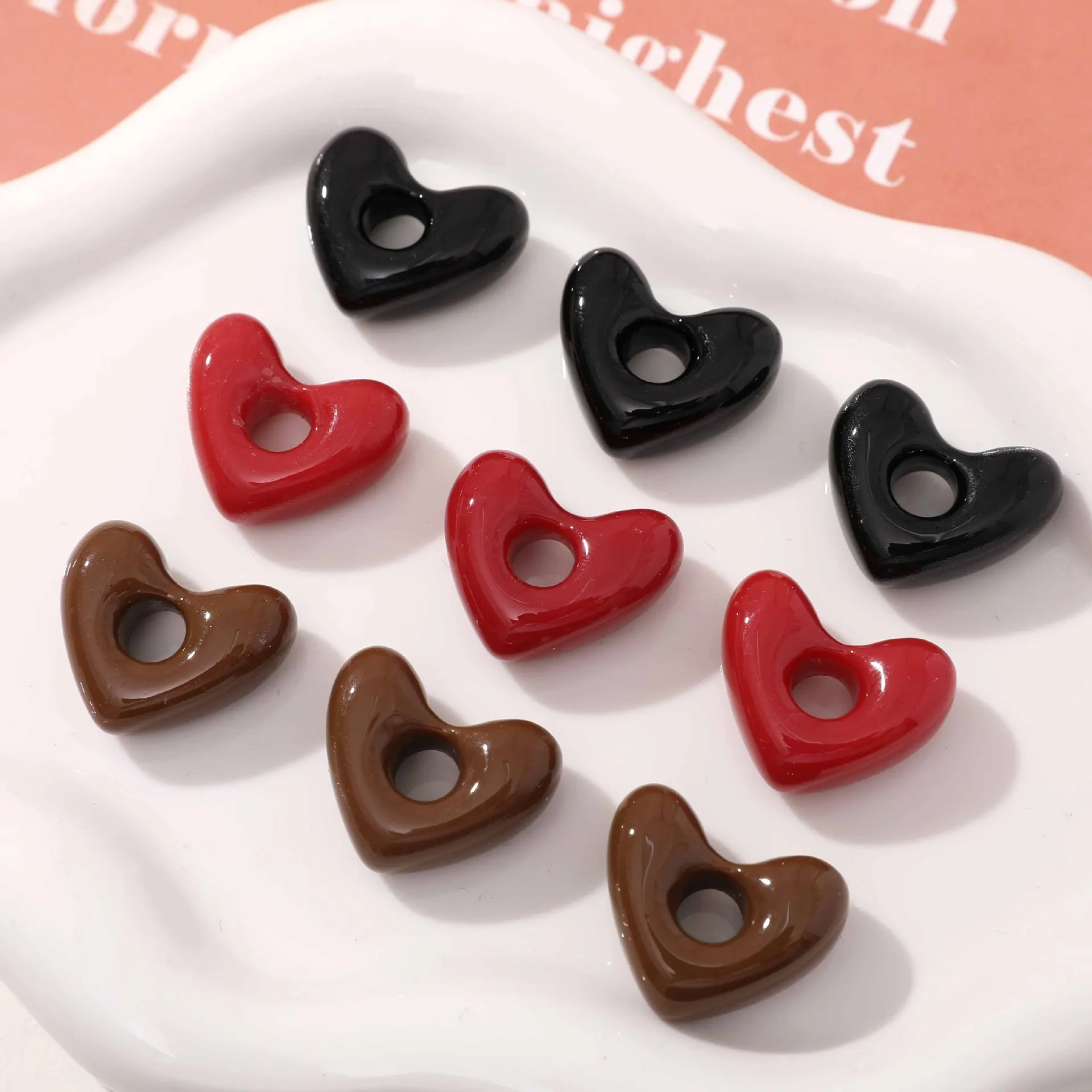 2pcs French Hollow Spray Paint Love Resin Accessories DIY Temperament Earrings Material Mobile Phone Case Material Wholesale