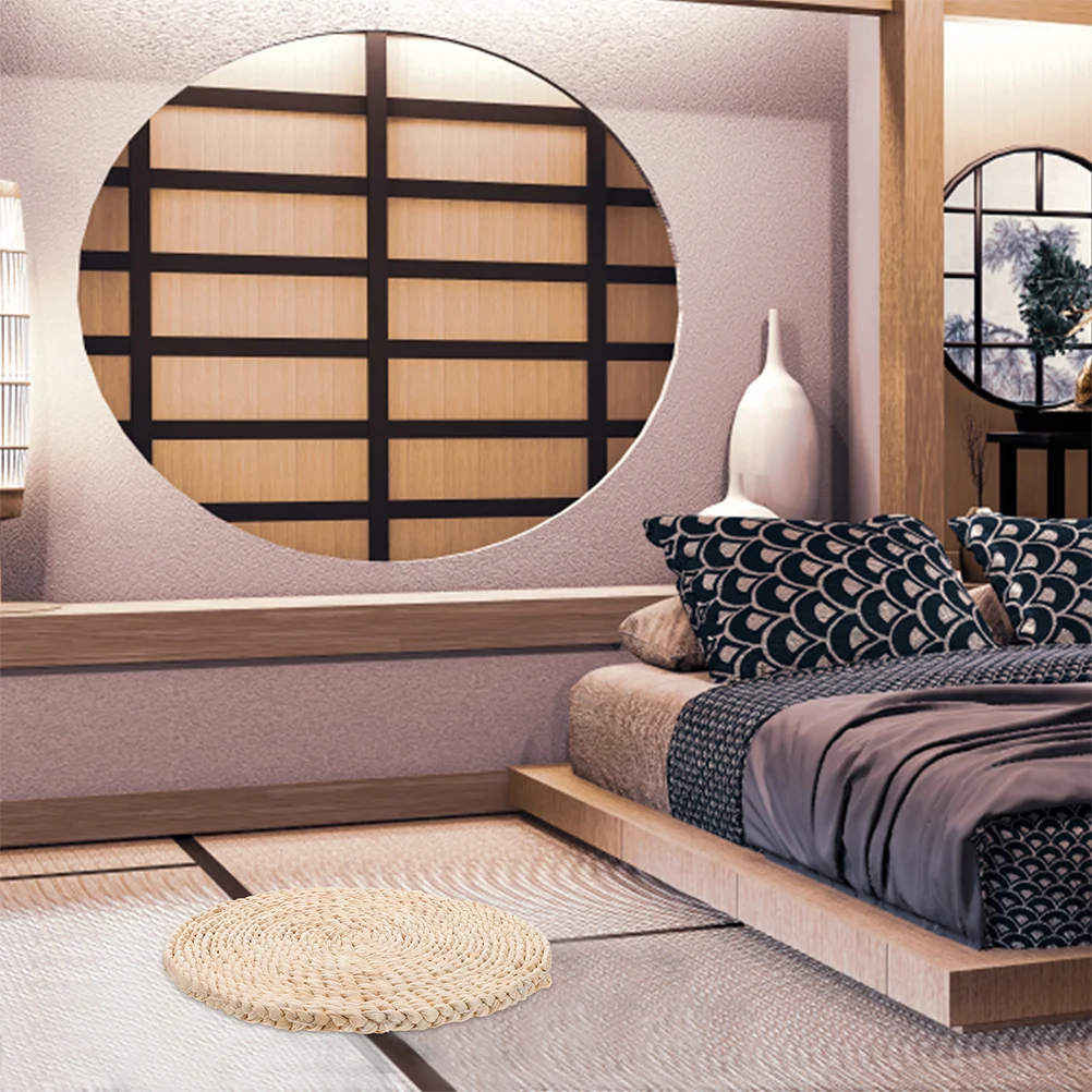 

1Pcs Handmade Woven Rattan Seat Cushion Natural Fresh Design for Indoor Sitting Area Thicken Floor Mat Woven Rattan Cushion