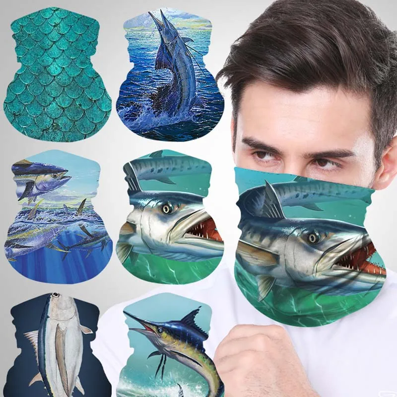 

Summer Fashion New Outdoor Fishing Sunscreen Scarf Fish Digital Printing Multifunctional Riding Mask Electric Ice Silk Mask
