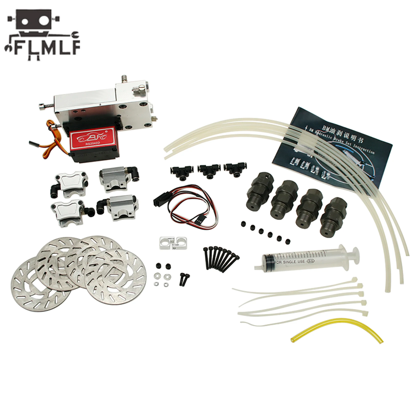 Rc Car Metal 4 Wheel Hydraulic Disc Brake Kit for 1/5 HPI FG Monster Hummer ROFUN ROVAN BM Truck Parts