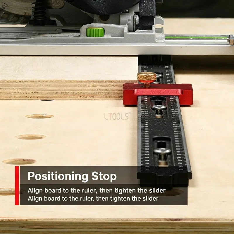 Fence Stop Scale Ruler Woodworking Adjustable Track Saw Stop Locator Jig MFT Workbench Guide Rail Cutting Positioning Block Tool