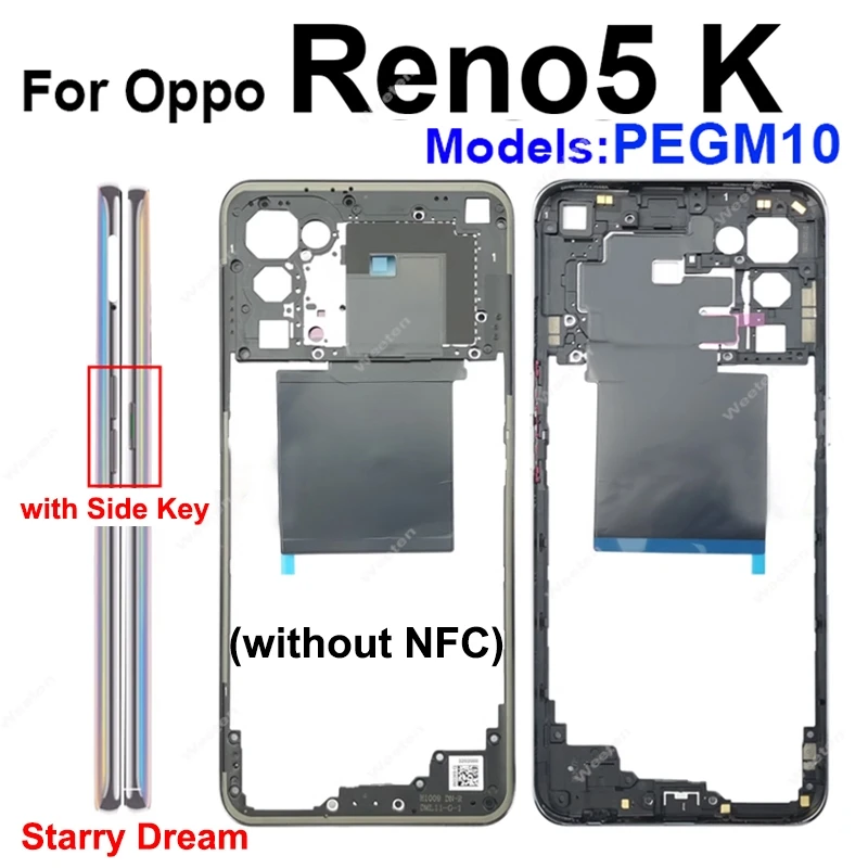 Middle Housing For OPPO Reno 5 5K 5F 5Z 5G Middle Frame Cover with