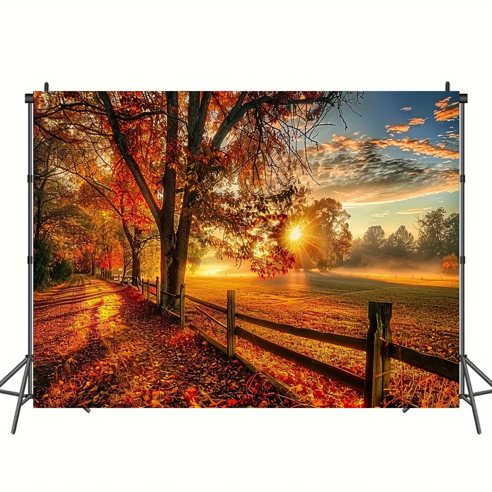 Autumn Forest Tapestry Golden Sunset Fall Leaves Nature Landscape Wall Art Home Decor Elevate Your Space Simple Installation