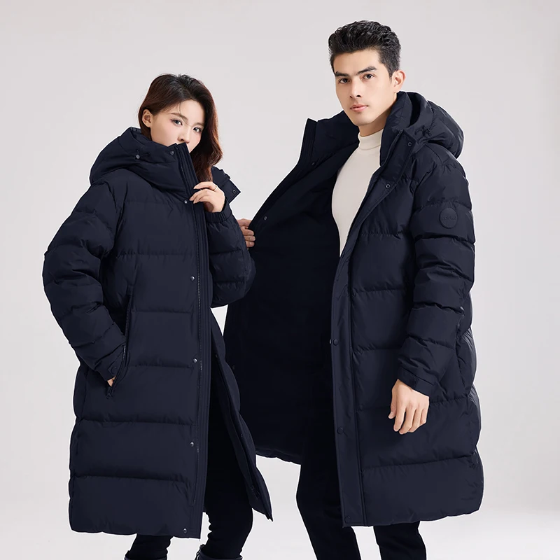 Top Casual Men's Warm Hooded Duck Down Jackets Winter Couple's Outwear Windproof Long Puffer Coat Thicken Padded Parkas Clothing