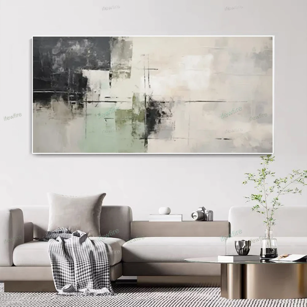 High Quality Abstract Gold Leaf Textured Wall Art Hand-painted Oil Paintings Old Vintage Canvas Poster Brown Sofa Decor Image