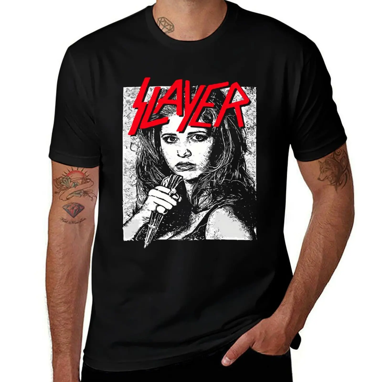 Buffy Vampire Metal Mashup T-Shirt Large Size Basic Casual T-Shirt
