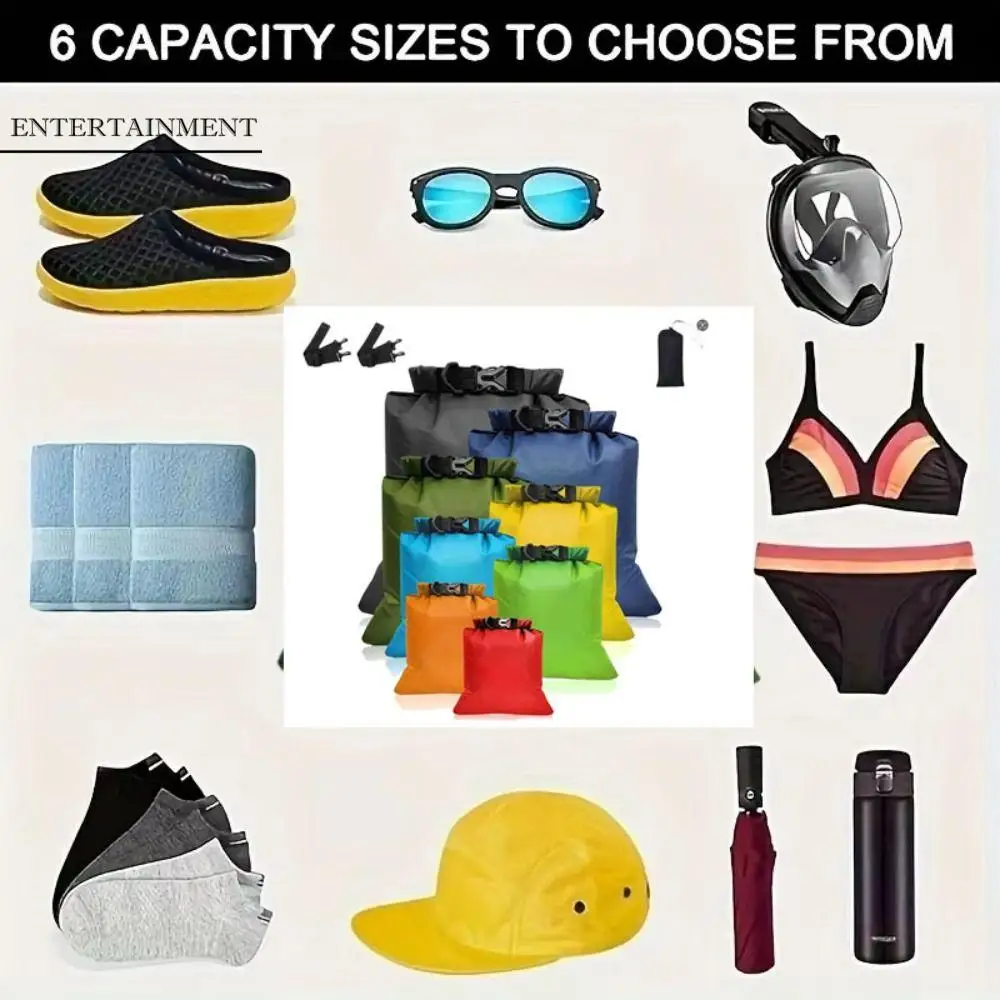 

8 шт./компл. водонепроницаемая водонепроницаемая сухая сумка большой емкости легкие сумки для хранения плавания с складными плечевыми ремнями