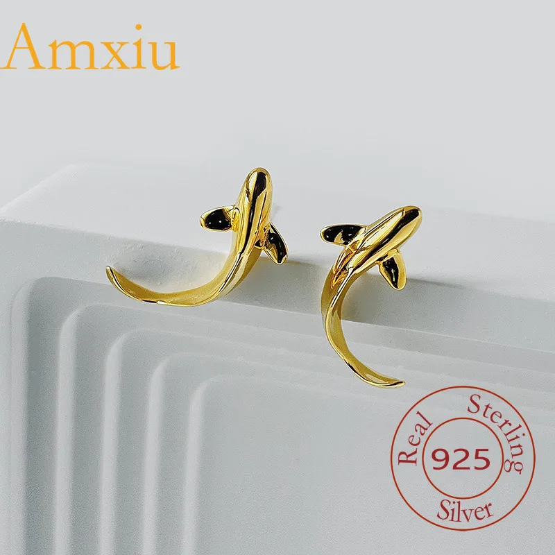 

Серьги Amxiu из стерлингового серебра 925 пробы, дизайн из чистого серебра с рыбой кои, минималистичные серьги в китайском стиле, унисекс, украшения для ушей