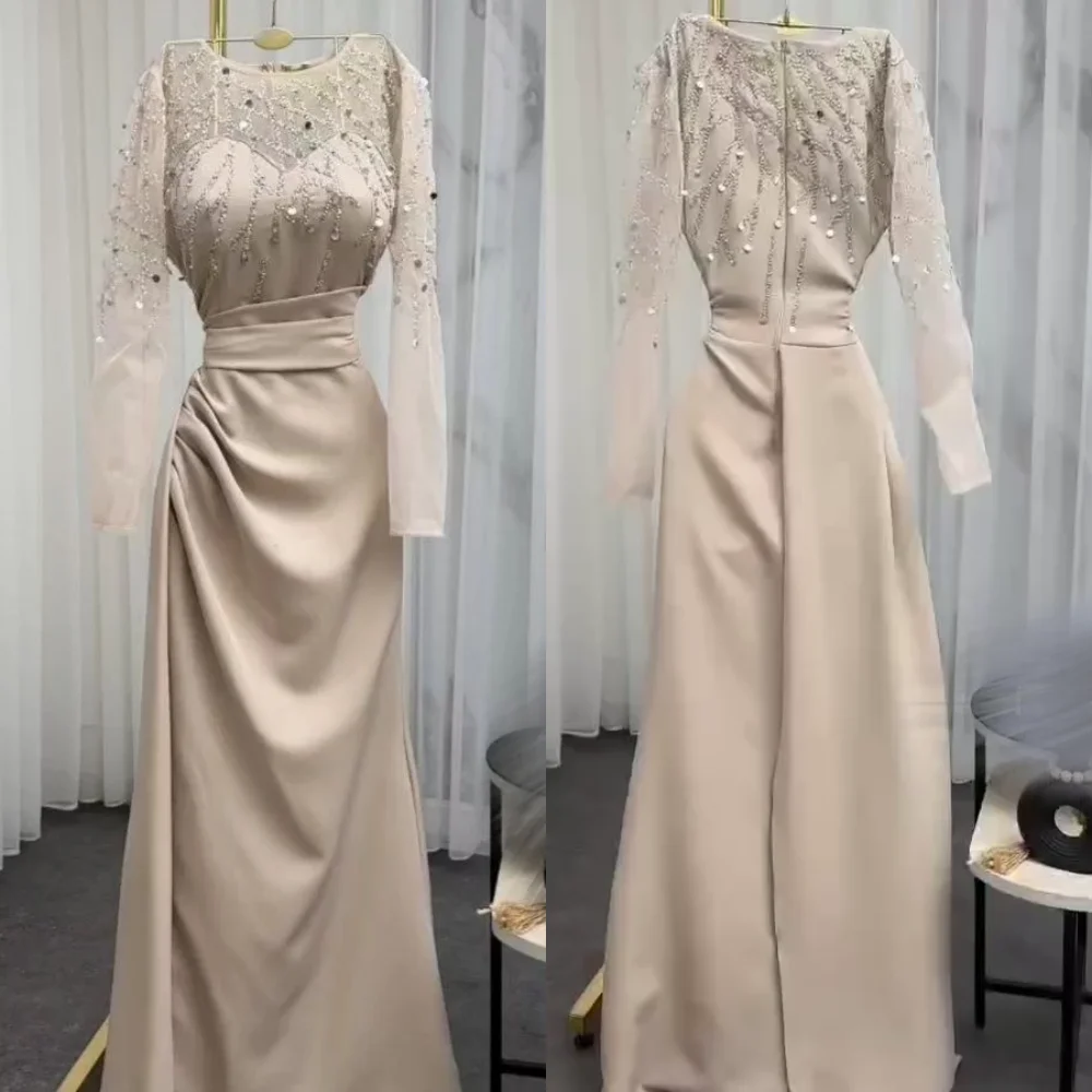 

Customized Jersey Sequined Scoop Neck Trumpet Long Dresses Bespoke Occasion Woman Party Gown Exquisite Formal Glitter