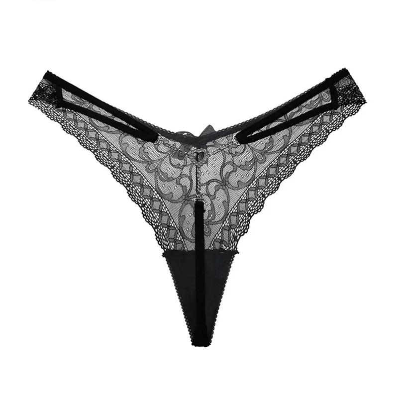 Hot Sexy Women Panties Lace Metal Chain G String Girls Briefs Mesh Hollow Out Thong Erotic Underwear Low Waist Female Intimates