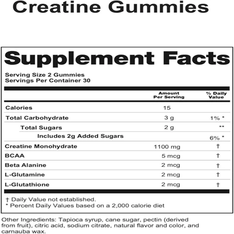 Creatine Monohydrate 1100mg, Supports Muscle Growth, Strength, and Performance, 60 Gummies