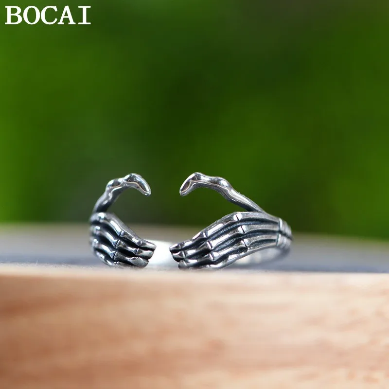 

Новое кольцо BOCAI S925 из серебра в стиле ретро-панк с черепом, открытое, унисекс, подарок для мужчин и женщин