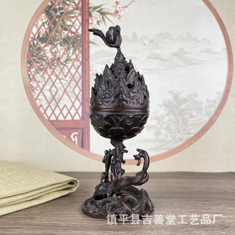 

Antique Style Zhuque Boshan Furnace Ornament Vintage Style Home Furnishing Study Room Living Room Aromatherapy Burner Gift Decor