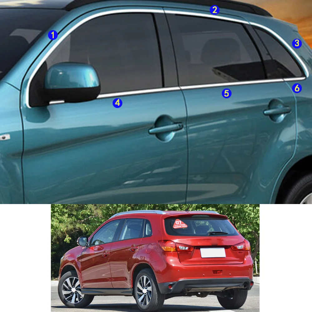 

For Mitsubishi ASX 2016 2017 2018 2019 2020 2021 Car Sticker Garnish Pillar Window Middle Strip Trim Frame Hoods