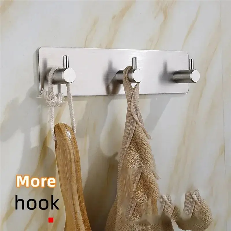 ABLK Ganchos autoadhesivos de acero inoxidable a prueba de herrumbre, gancho adhesivo para puerta de pared, bata, toalla de té, toallero, percha para ropa