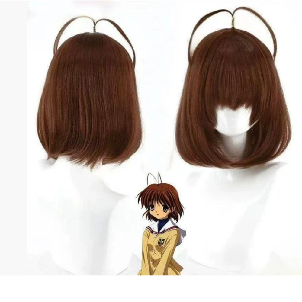 วิกผมคอสเพลย์ตัวละครฟุรุคาวะ มิซึกิ นางิสะ วิกผมบ๊อบใยสังเคราะห์แบบเต็มหน้า สีน้ำตาลเข้ม นางิสะ