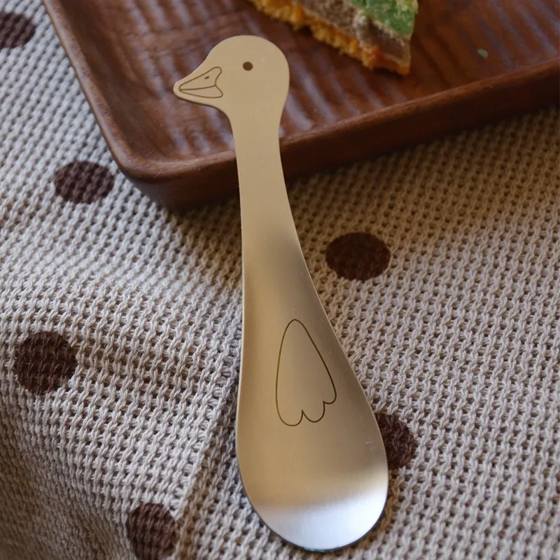 1PCS Stainless steel animal dessert spoon silver cute cartoon giraffe hippo duck whale children spoon coffee/ice cream home