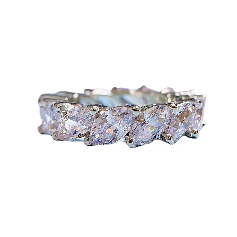2022 new 925 silver horse eye row diamond ring female European and American ins full diamond ring