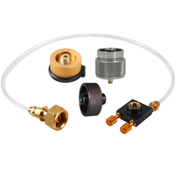 Europe standard Camping Gas Stove Refill Adapter Butane tank changer fill and drain valve with PU tube