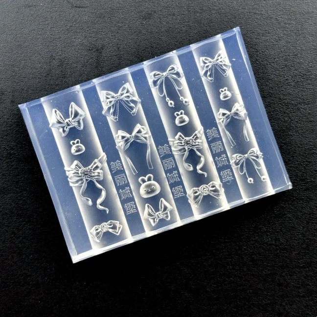 แม่พิมพ์ซิลิโคน 3 มิติ รูปกระต่ายโบว์ สำหรับตกแต่งเล็บ ทำเล็บ DIY แบบใส สำหรับออกแบบลายเล็บ