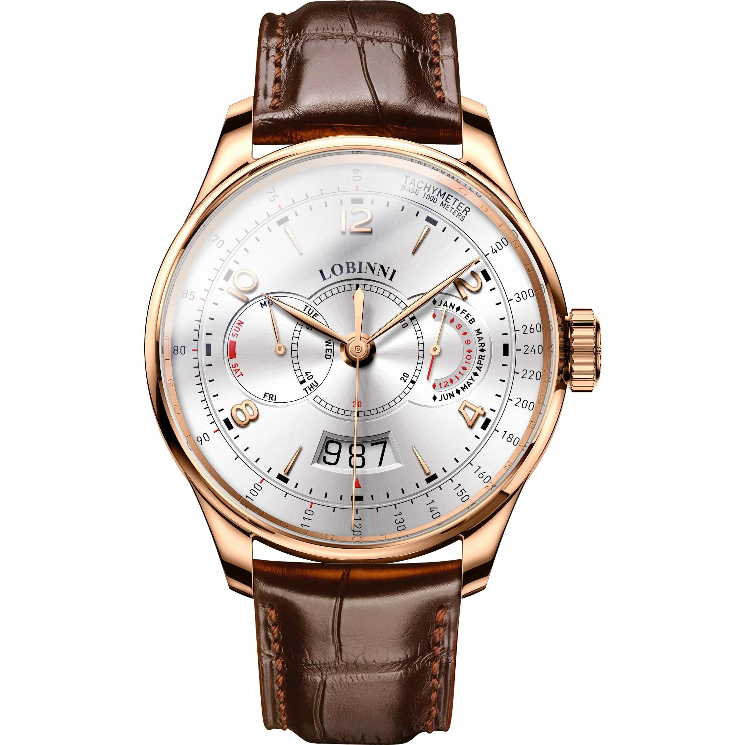 Lobinni мужские автоматические часы 42 мм механические наручные часы с сапфировым стеклом мультициферблат месяц неделя дата Miyota 9122