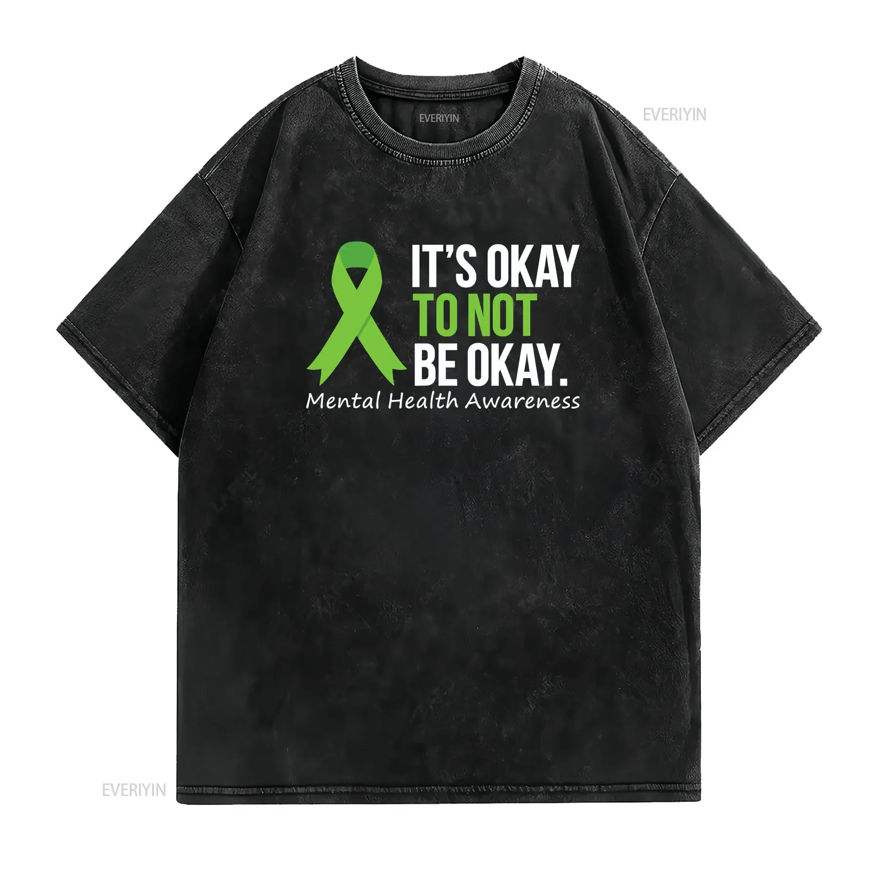 Its Okay To Not Be T Shirt Mental Health Awareness Ribbon vintage Washed fashion Comfortable Soft Breathable designer clothes