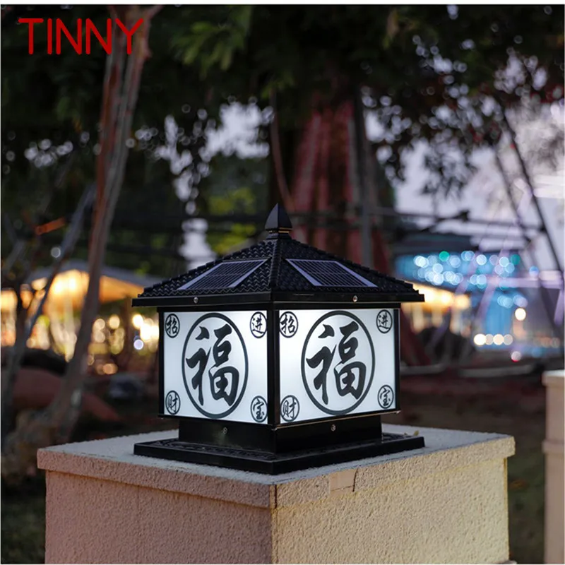 TINNY Solar Post Lamp LED Outdoor Creative Vintage Pillar Lights Waterproof IP65 for Home Villa Courtyard Porch Decor