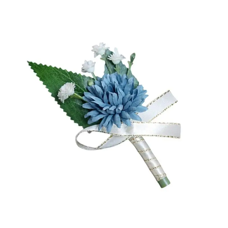 A52E Wedding Corsage Boutonniere Soft Corsage Flower Flower Flower Boutonnieres สำหรับเจ้าสาวและงานเลี้ยงดอกไม้เทียม