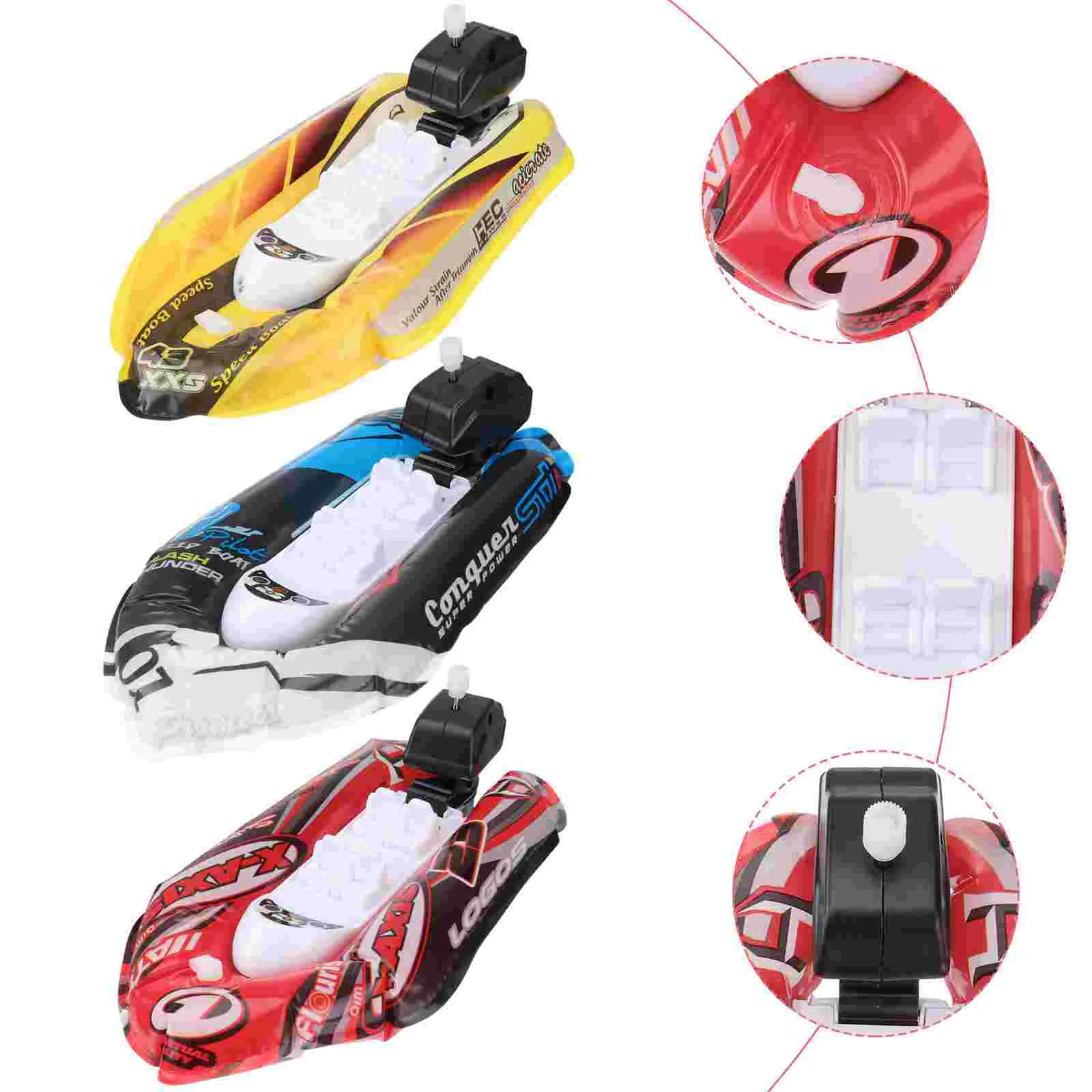 

3 Pcs Mini Inflatable Paddle Boat Clockwork Toy Baby Accessories Kids Bath Toys Summer Water Playing Bathing Toddler